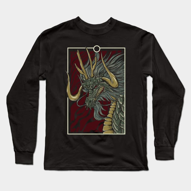 Mythical Beast Dragon Pirate Long Sleeve T-Shirt by petterart